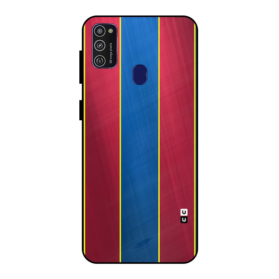 Premium Vertical Stripes Metal Back Case for Galaxy M21
