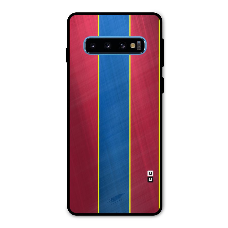 Premium Vertical Stripes Metal Back Case for Galaxy S10