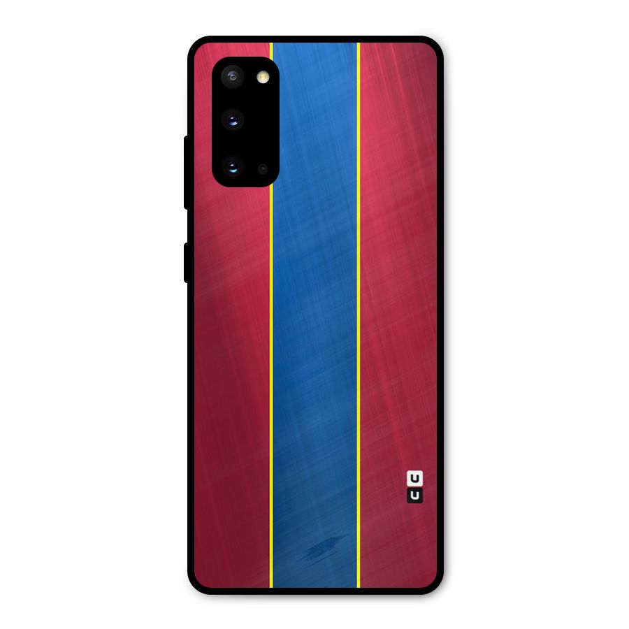 Premium Vertical Stripes Metal Back Case for Galaxy S20