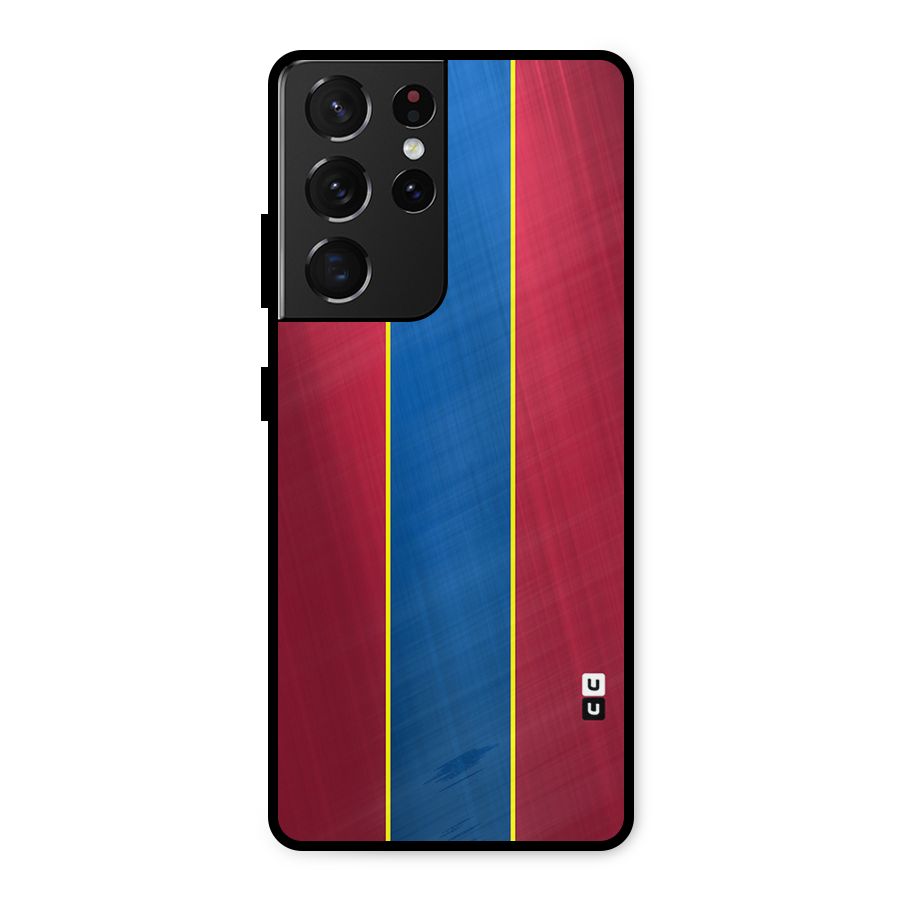 Premium Vertical Stripes Metal Back Case for Galaxy S21 Ultra 5G