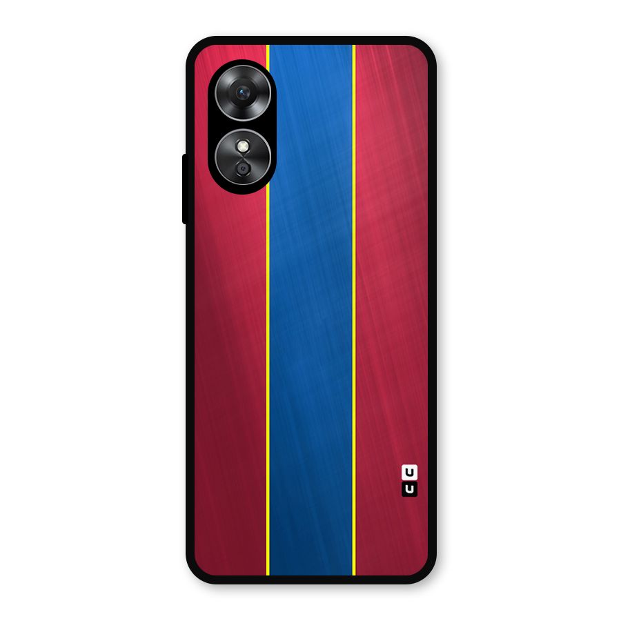 Premium Vertical Stripes Metal Back Case for Oppo A17