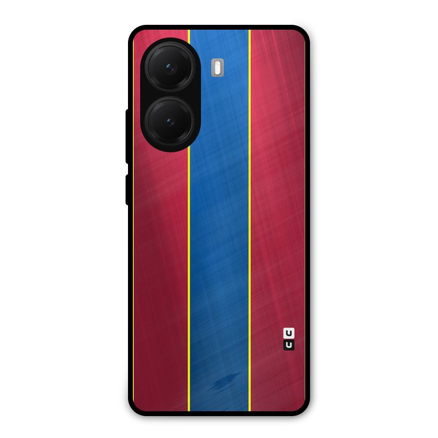 Premium Vertical Stripes Metal Back Case for Poco X7 Pro