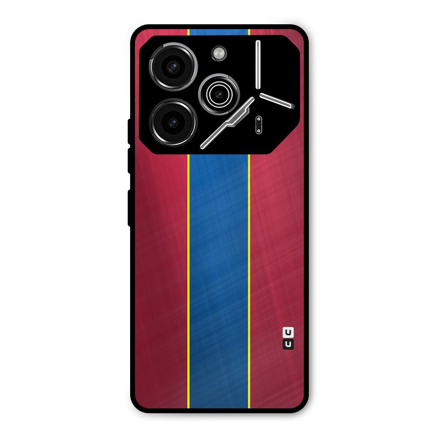 Premium Vertical Stripes Metal Back Case for Tecno Pova 6 Pro
