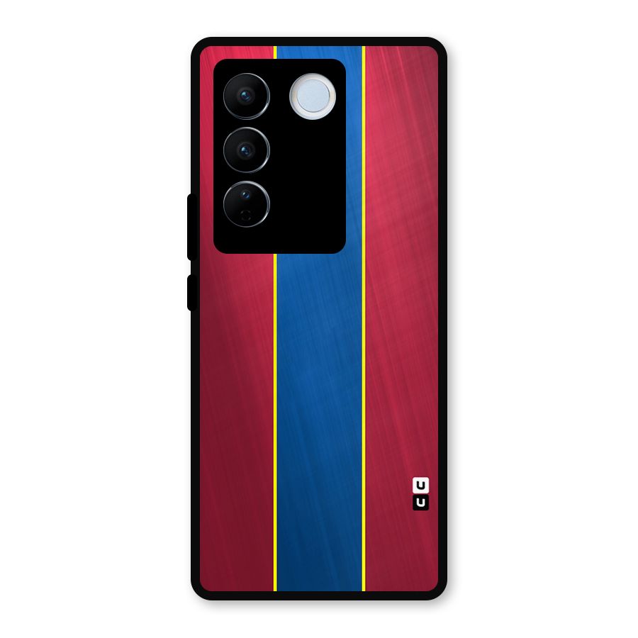 Premium Vertical Stripes Metal Back Case for Vivo V27