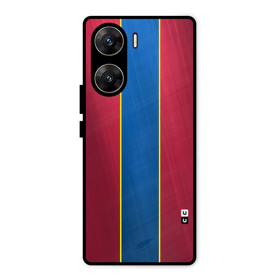 Premium Vertical Stripes Metal Back Case for Vivo V29e