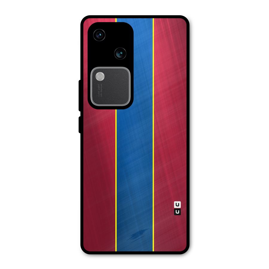 Premium Vertical Stripes Metal Back Case for Vivo V30