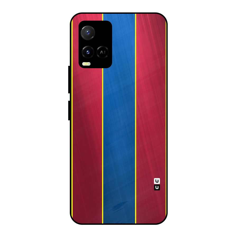 Premium Vertical Stripes Metal Back Case for Vivo Y21A