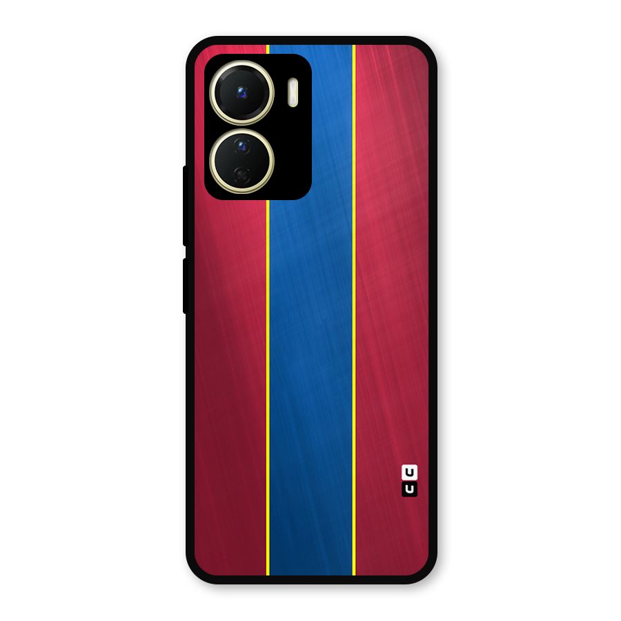 Premium Vertical Stripes Metal Back Case for Vivo Y56