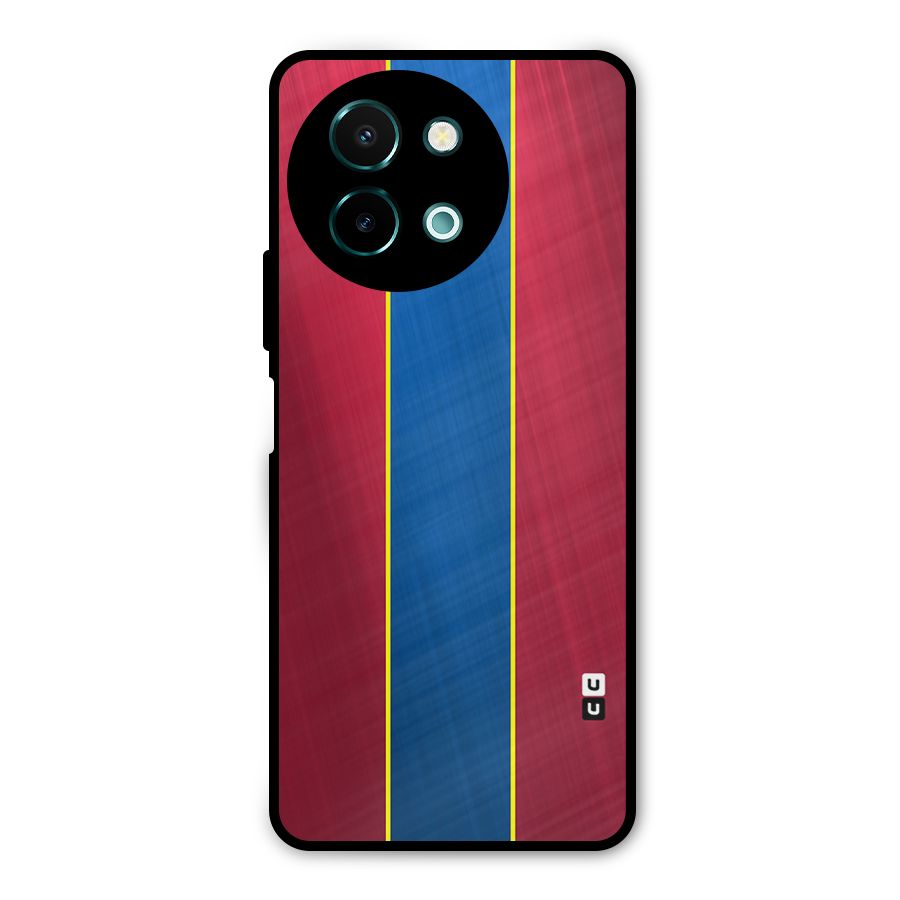 Premium Vertical Stripes Metal Back Case for Vivo Y58