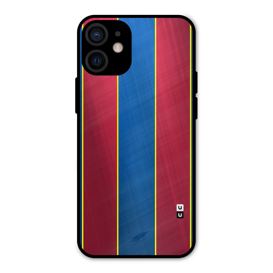 Premium Vertical Stripes Metal Back Case for iPhone 12 Mini