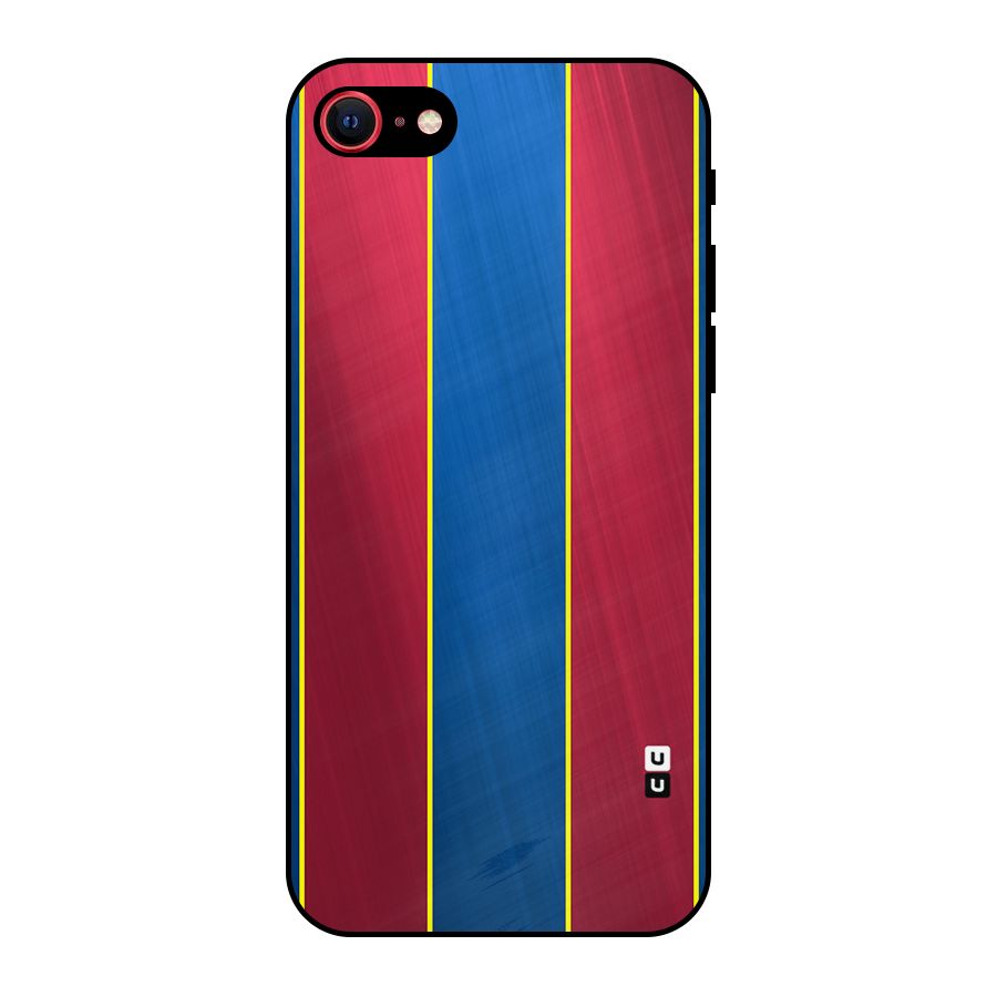 Premium Vertical Stripes Metal Back Case for iPhone SE 2022