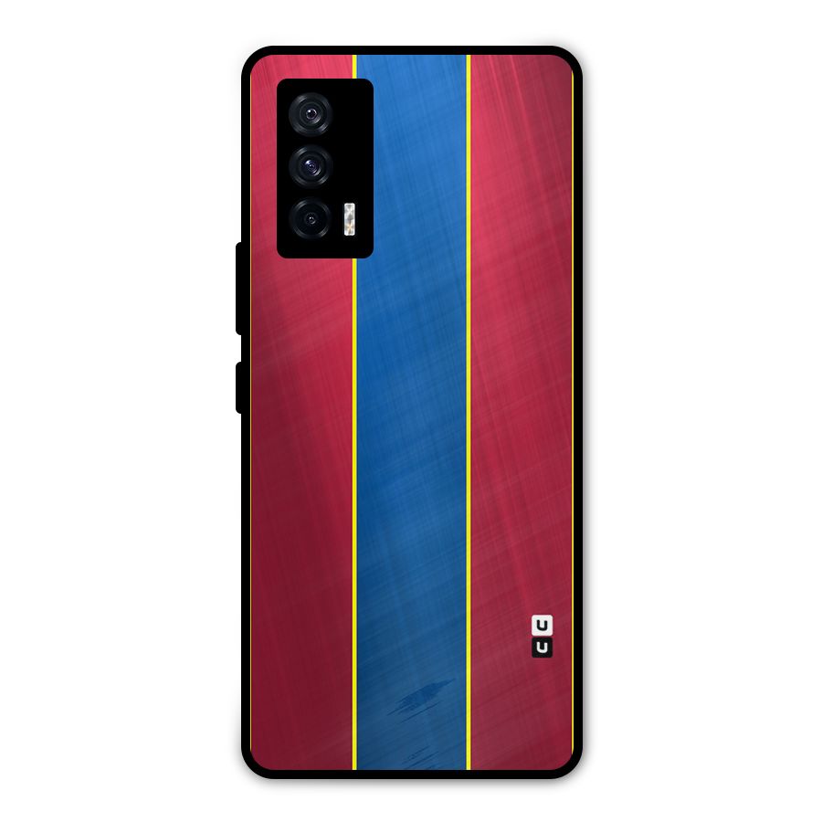 Premium Vertical Stripes Metal Back Case for iQOO 7 5G