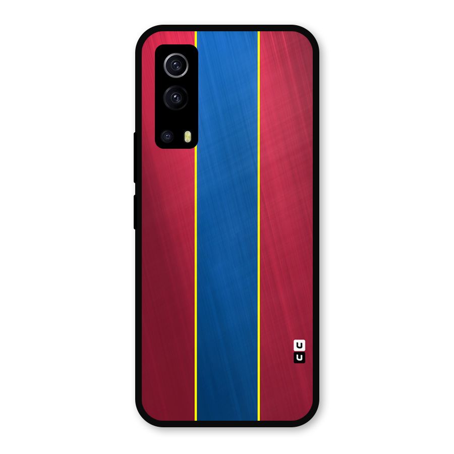 Premium Vertical Stripes Metal Back Case for iQOO Z3