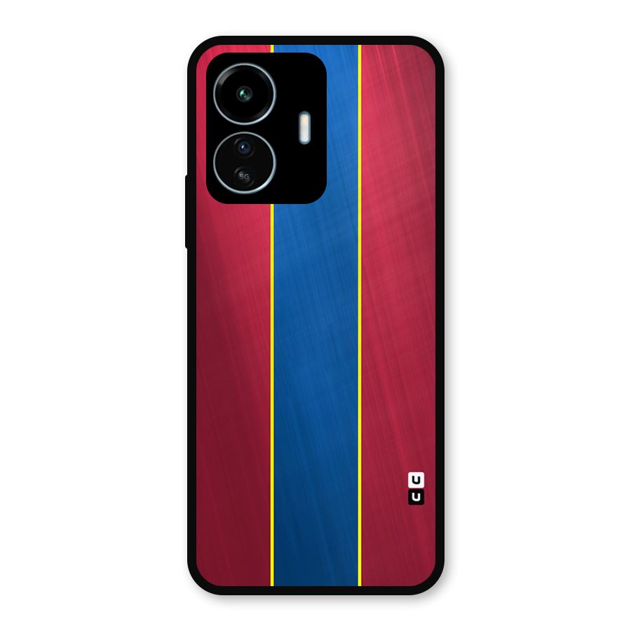 Premium Vertical Stripes Metal Back Case for vivo iQOO Z6 Lite 5G