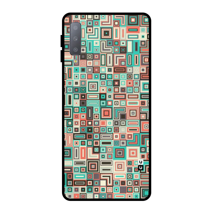 Pretty Boxes Design Metal Back Case for Galaxy A7 (2018)