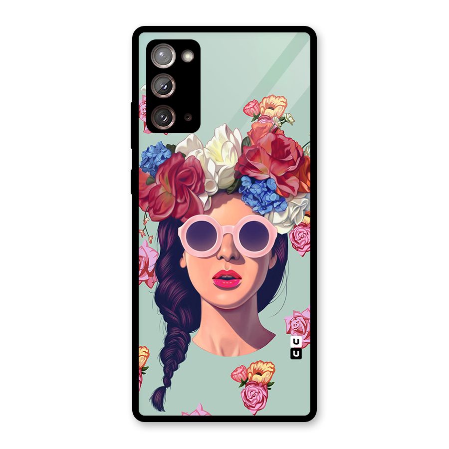 Pretty Girl Florals Illustration Art Glass Back Case for Galaxy Note 20