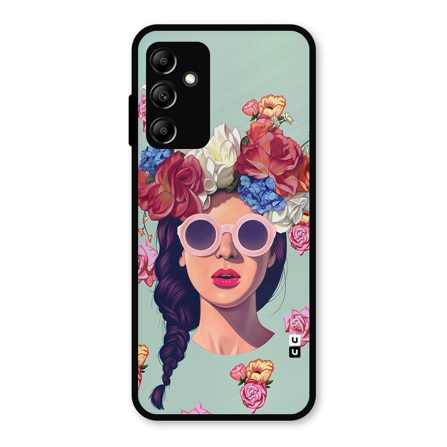 Pretty Girl Florals Illustration Art Metal Back Case for Galaxy A14 5G