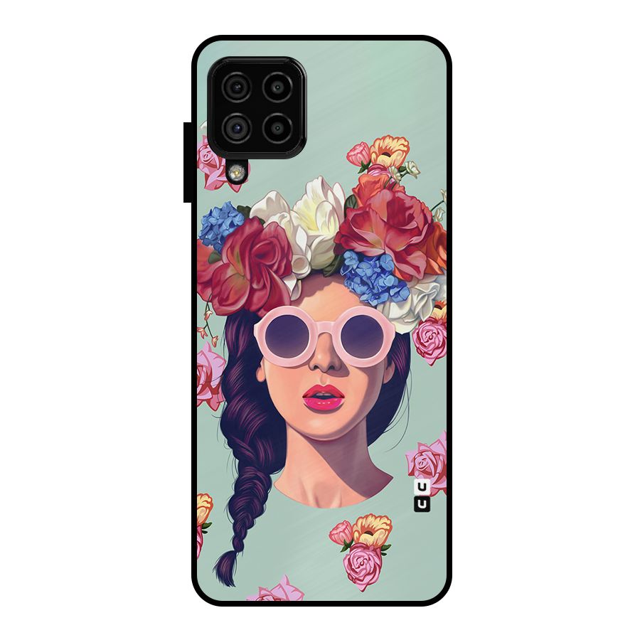 Pretty Girl Florals Illustration Art Metal Back Case for Galaxy A22 4G