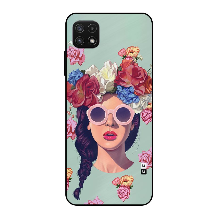 Pretty Girl Florals Illustration Art Metal Back Case for Galaxy A22 5G