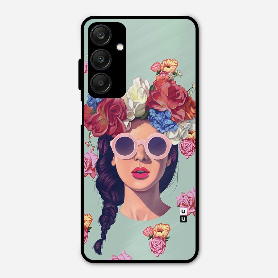 Pretty Girl Florals Illustration Art Metal Back Case for Galaxy A25 5G