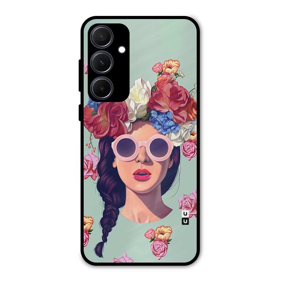 Pretty Girl Florals Illustration Art Metal Back Case for Galaxy A35