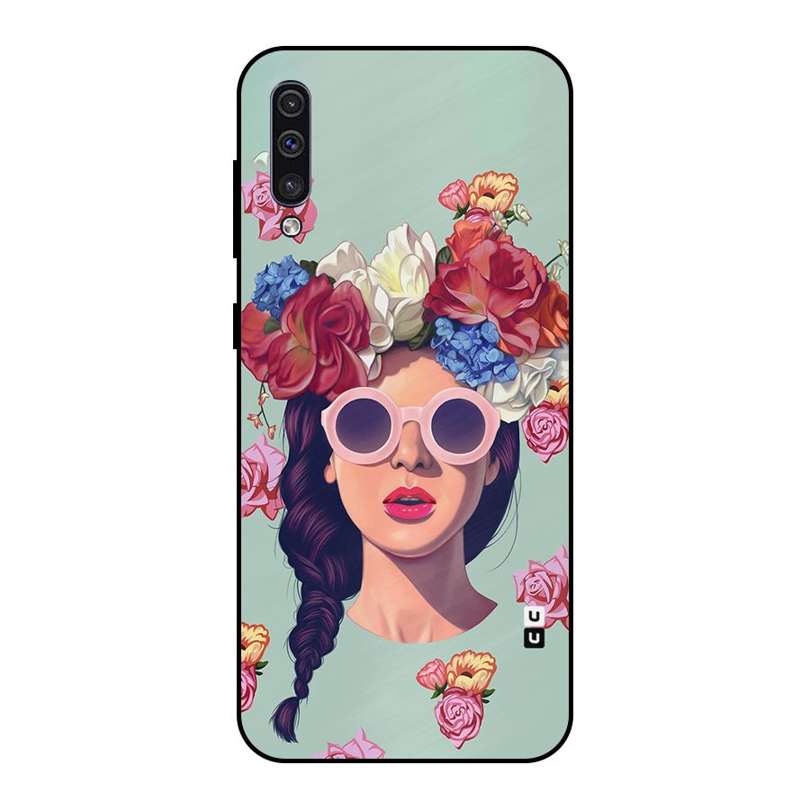 Pretty Girl Florals Illustration Art Metal Back Case for Galaxy A50s