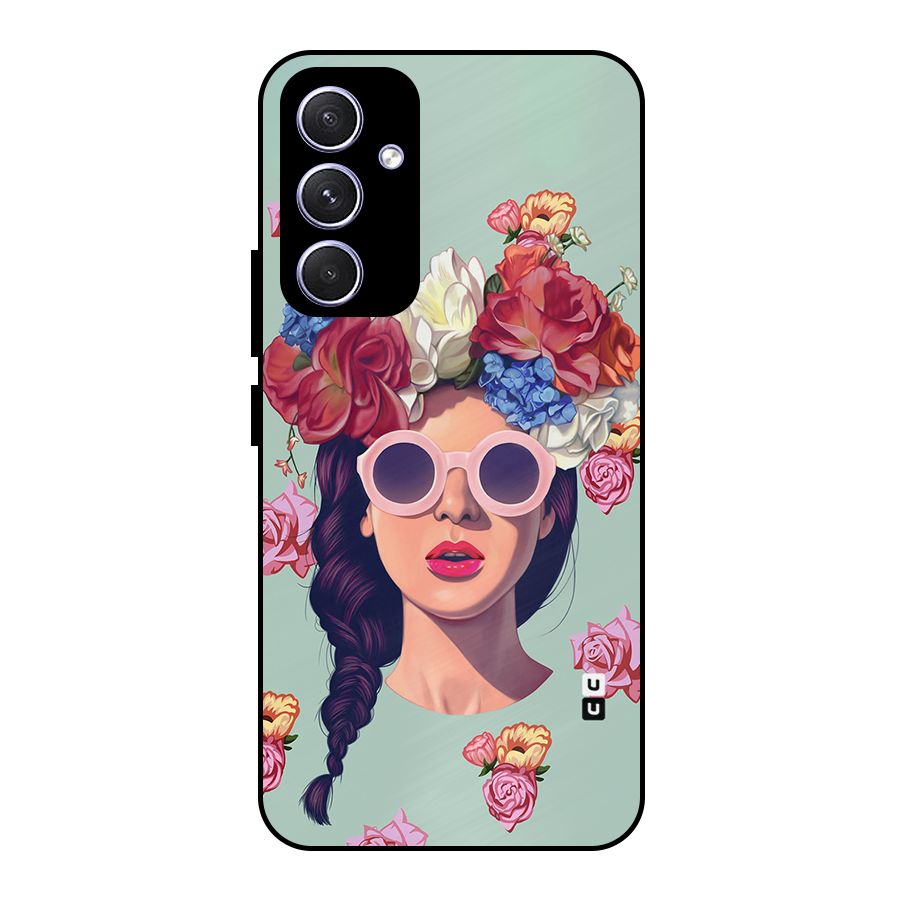 Pretty Girl Florals Illustration Art Metal Back Case for Galaxy A54