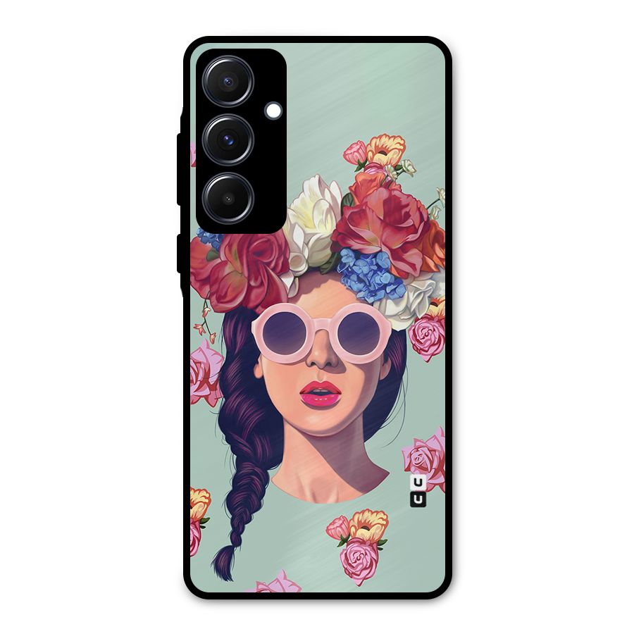 Pretty Girl Florals Illustration Art Metal Back Case for Galaxy A55