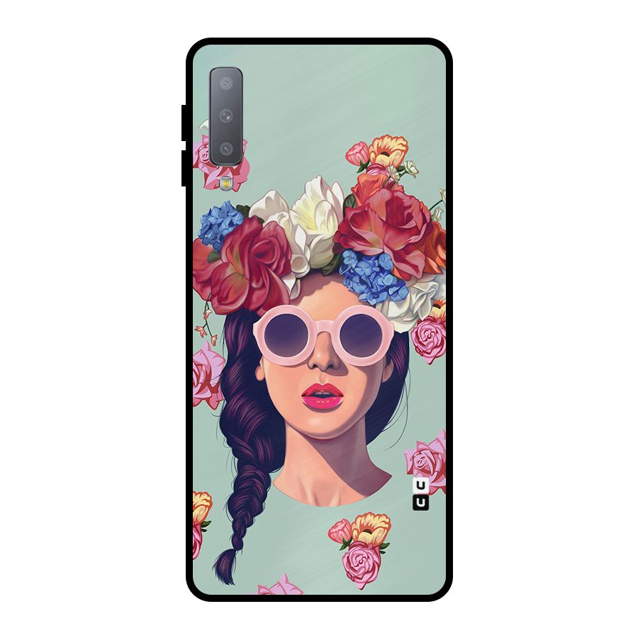Pretty Girl Florals Illustration Art Metal Back Case for Galaxy A7 (2018)