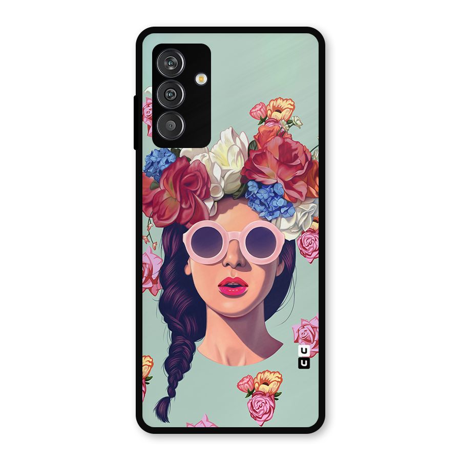 Pretty Girl Florals Illustration Art Metal Back Case for Galaxy F13