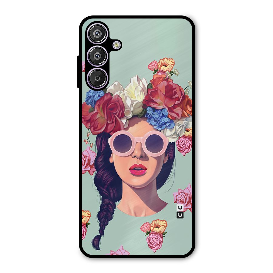 Pretty Girl Florals Illustration Art Metal Back Case for Galaxy F15
