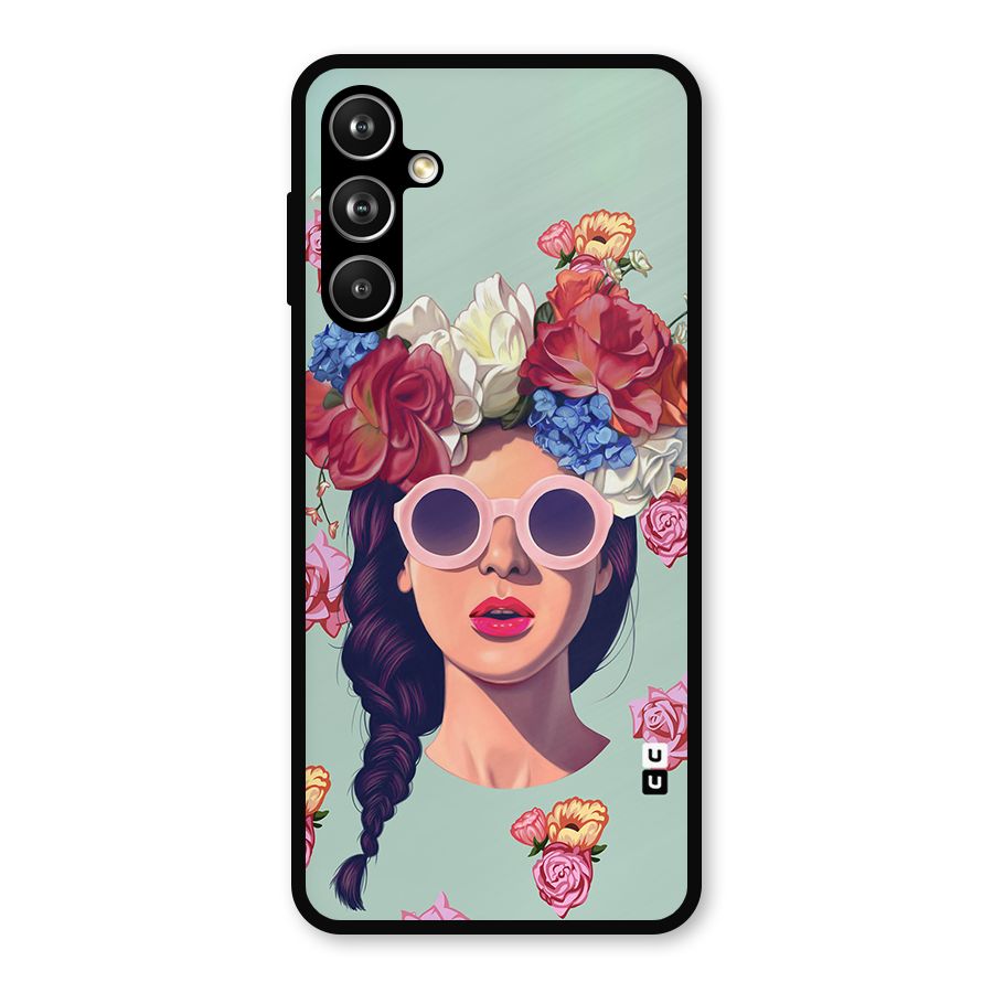 Pretty Girl Florals Illustration Art Metal Back Case for Galaxy F54