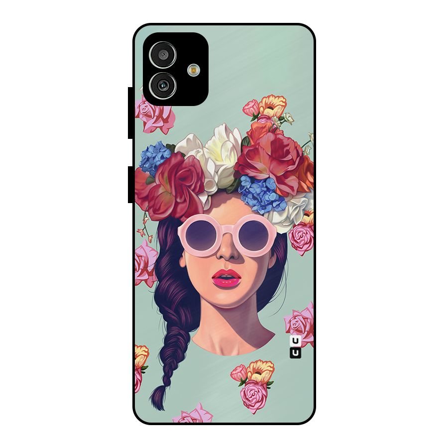 Pretty Girl Florals Illustration Art Metal Back Case for Galaxy M13 5G