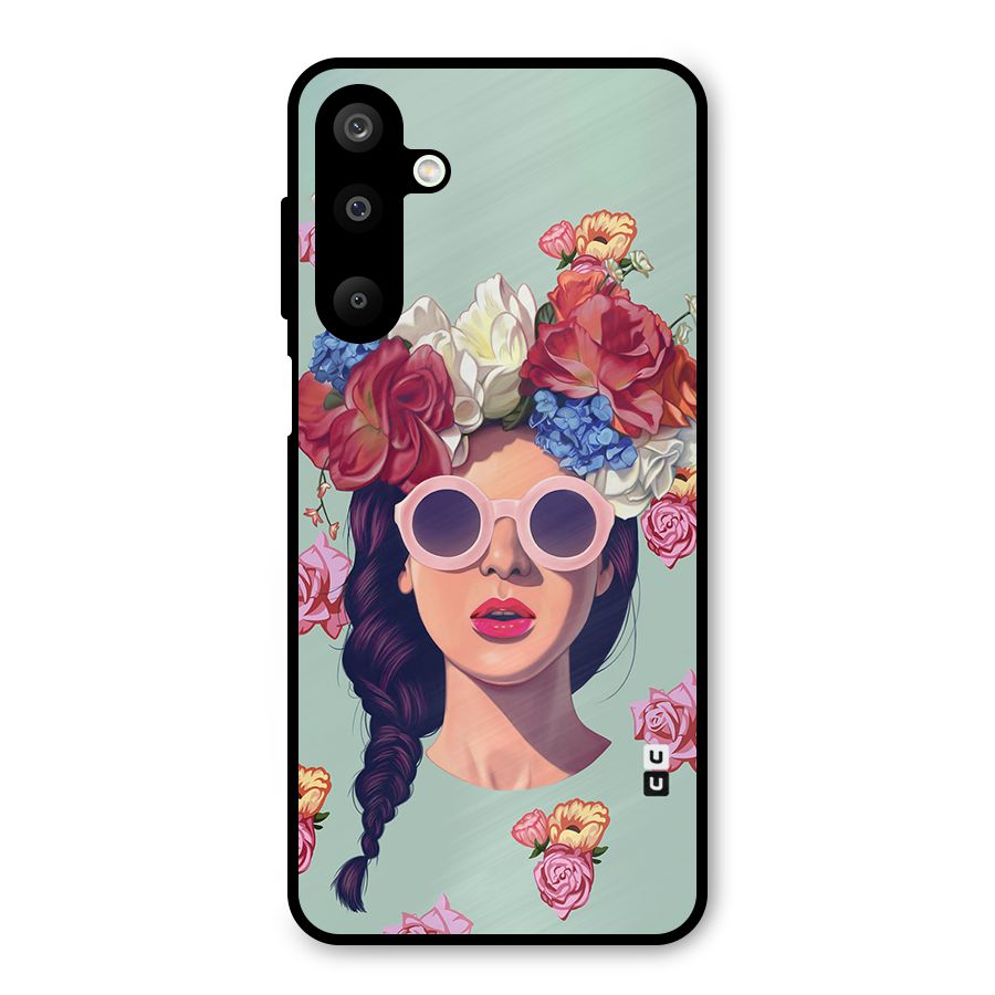 Pretty Girl Florals Illustration Art Metal Back Case for Galaxy M16