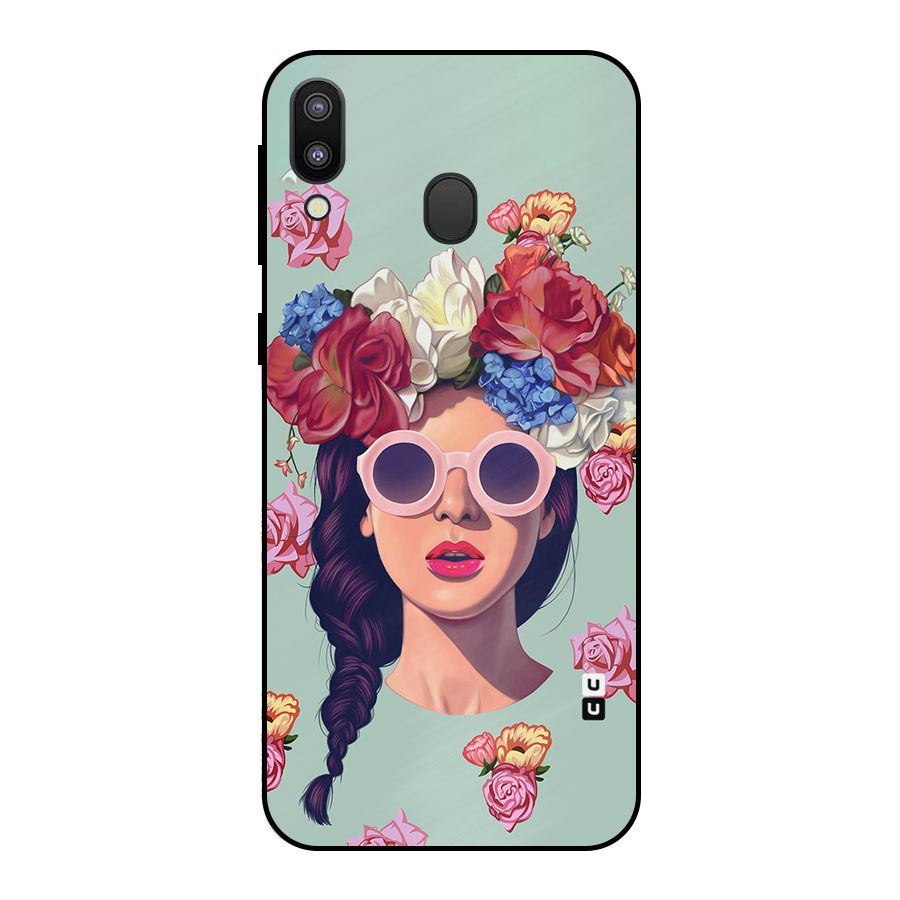 Pretty Girl Florals Illustration Art Metal Back Case for Galaxy M20