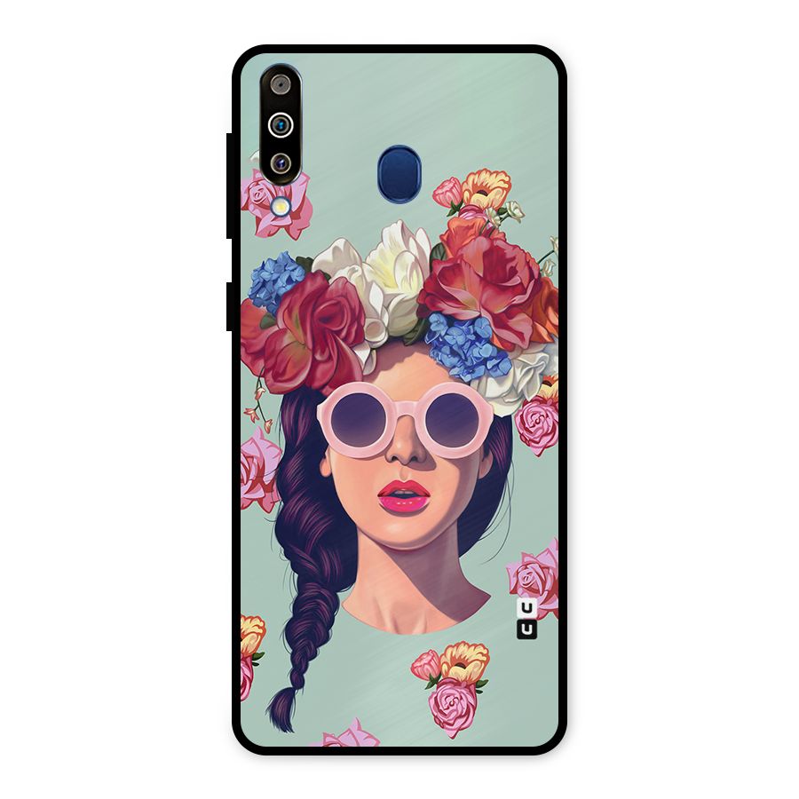 Pretty Girl Florals Illustration Art Metal Back Case for Galaxy M30
