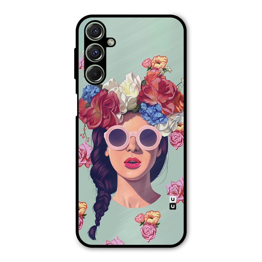 Pretty Girl Florals Illustration Art Metal Back Case for Galaxy M34