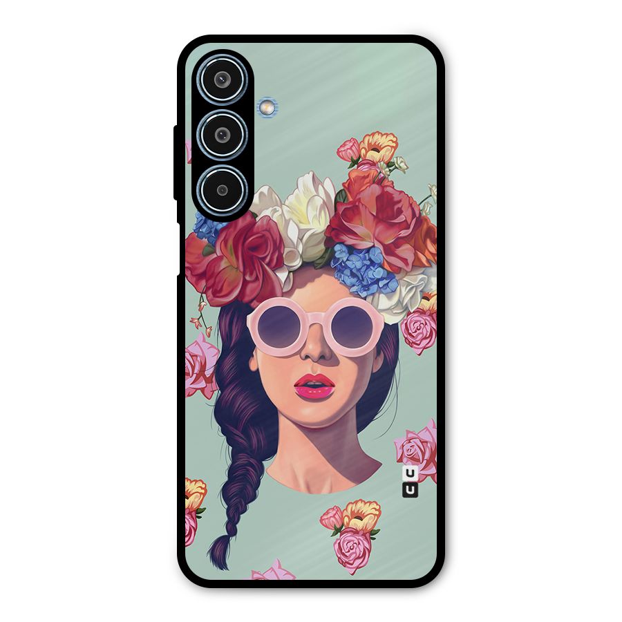 Pretty Girl Florals Illustration Art Metal Back Case for Galaxy M35