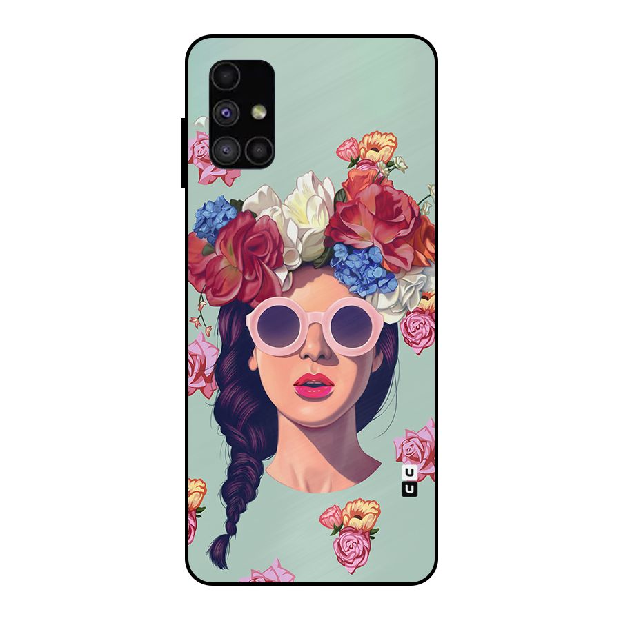 Pretty Girl Florals Illustration Art Metal Back Case for Galaxy M51