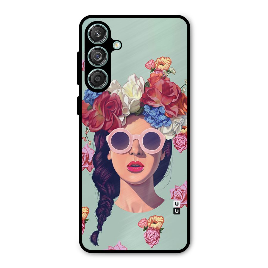 Pretty Girl Florals Illustration Art Metal Back Case for Galaxy M55 5G