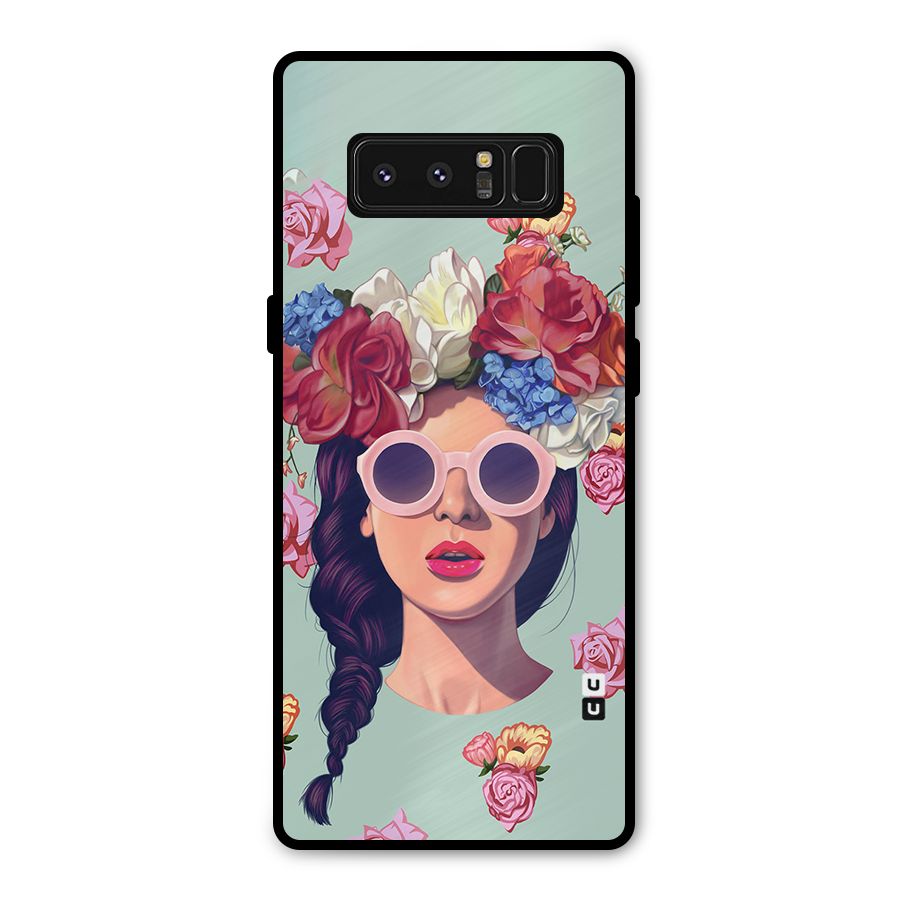 Pretty Girl Florals Illustration Art Metal Back Case for Galaxy Note 8