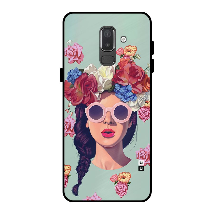 Pretty Girl Florals Illustration Art Metal Back Case for Galaxy On8 (2018)