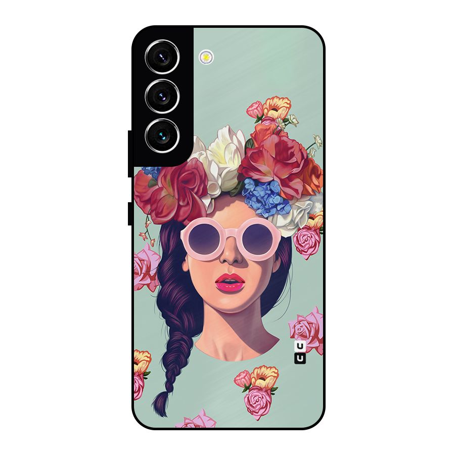 Pretty Girl Florals Illustration Art Metal Back Case for Galaxy S22 5G