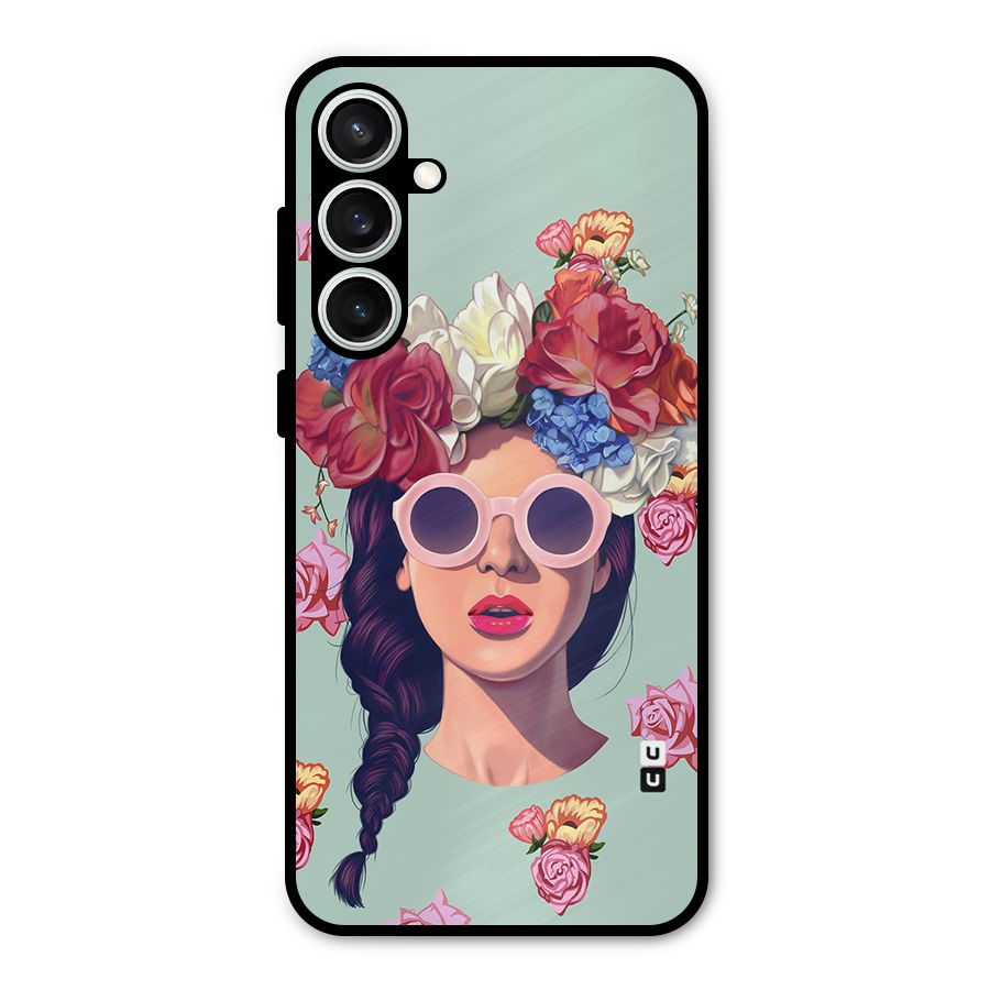Pretty Girl Florals Illustration Art Metal Back Case for Galaxy S23 FE