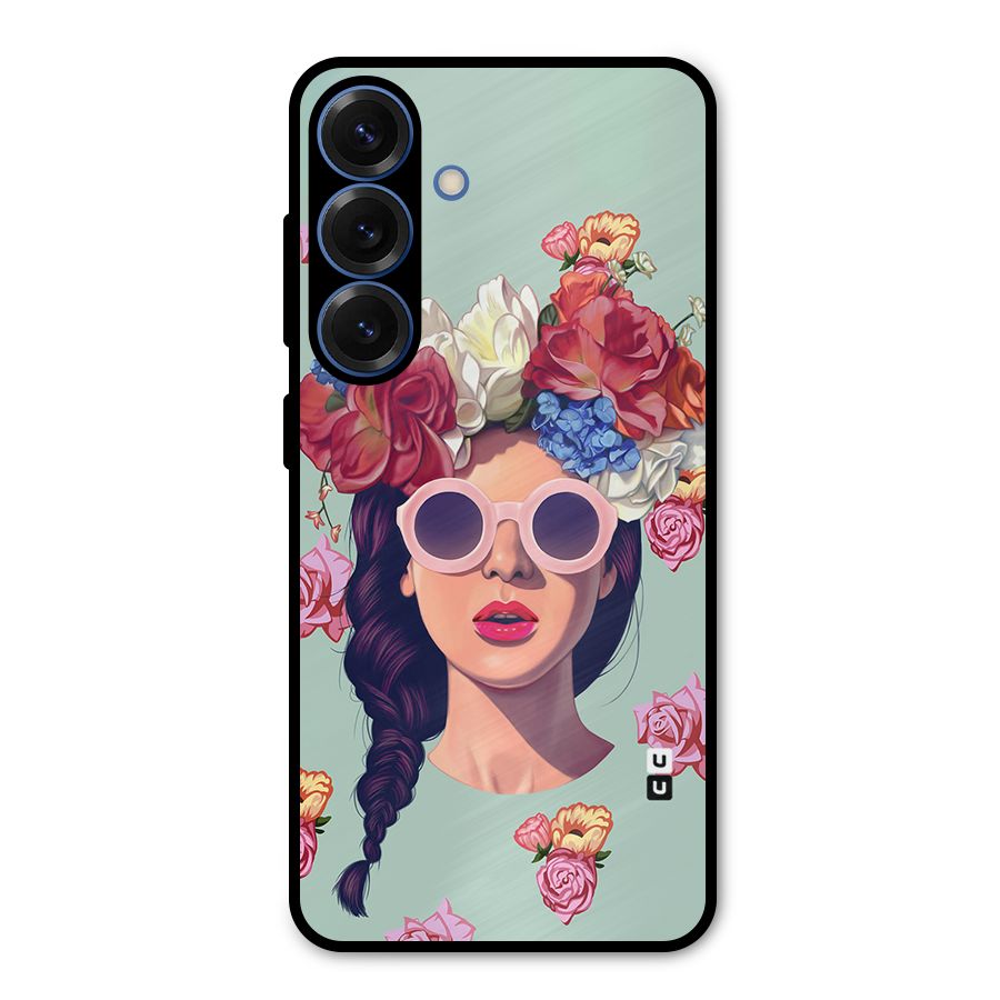 Pretty Girl Florals Illustration Art Metal Back Case for Galaxy S25