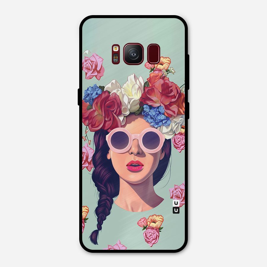 Pretty Girl Florals Illustration Art Metal Back Case for Galaxy S8