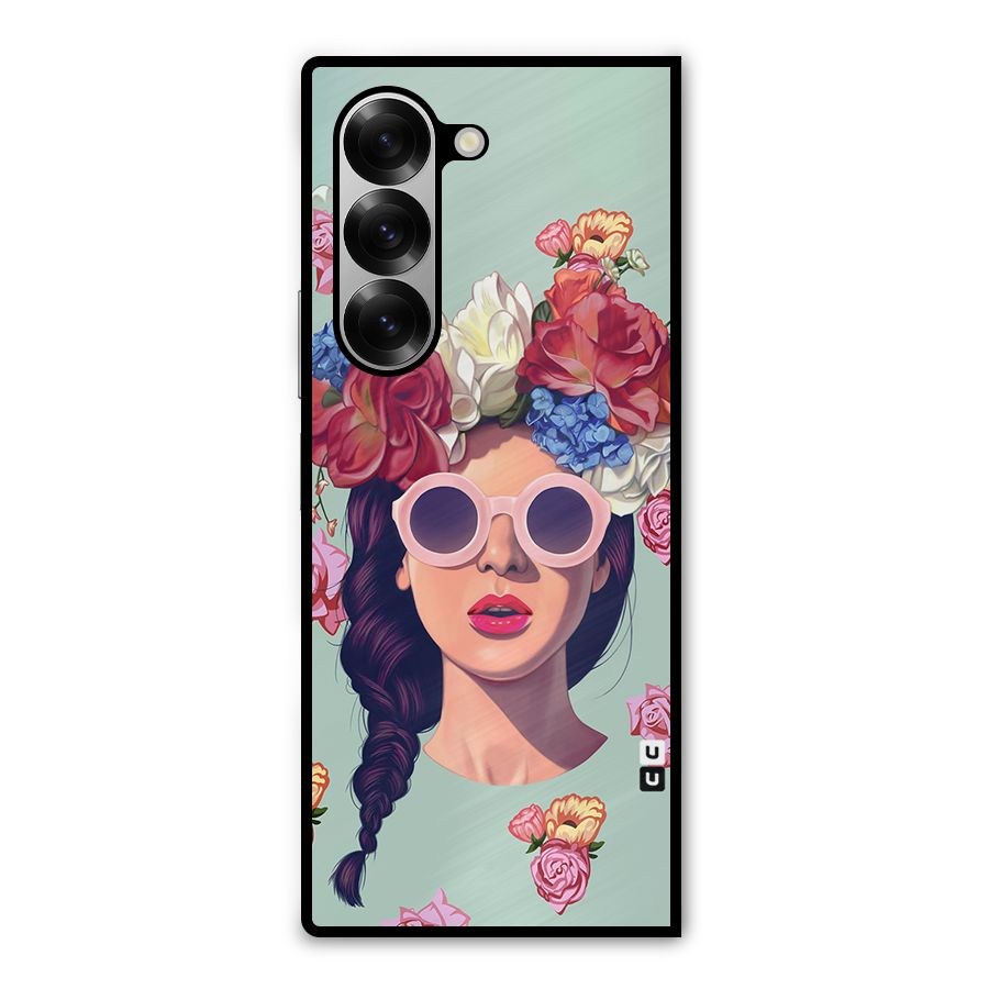 Pretty Girl Florals Illustration Art Metal Back Case for Galaxy Z Fold6