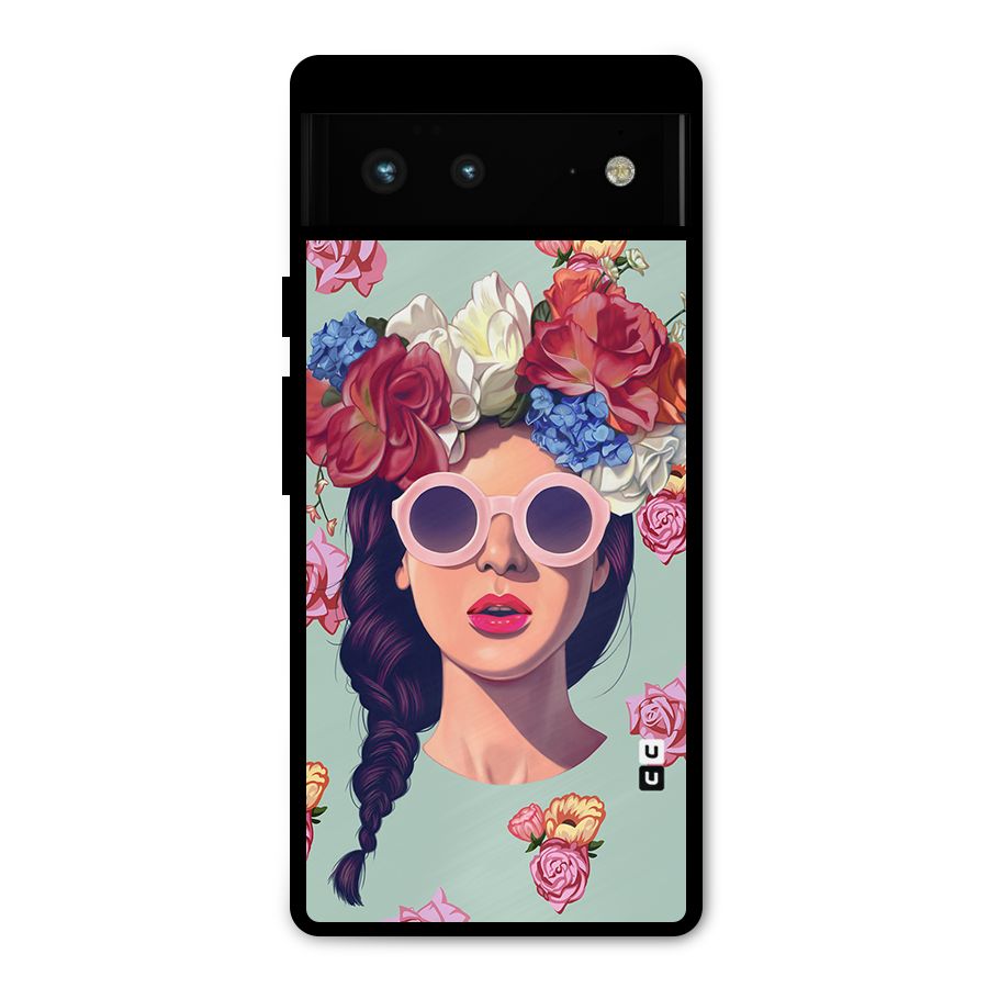 Pretty Girl Florals Illustration Art Metal Back Case for Google Pixel 6