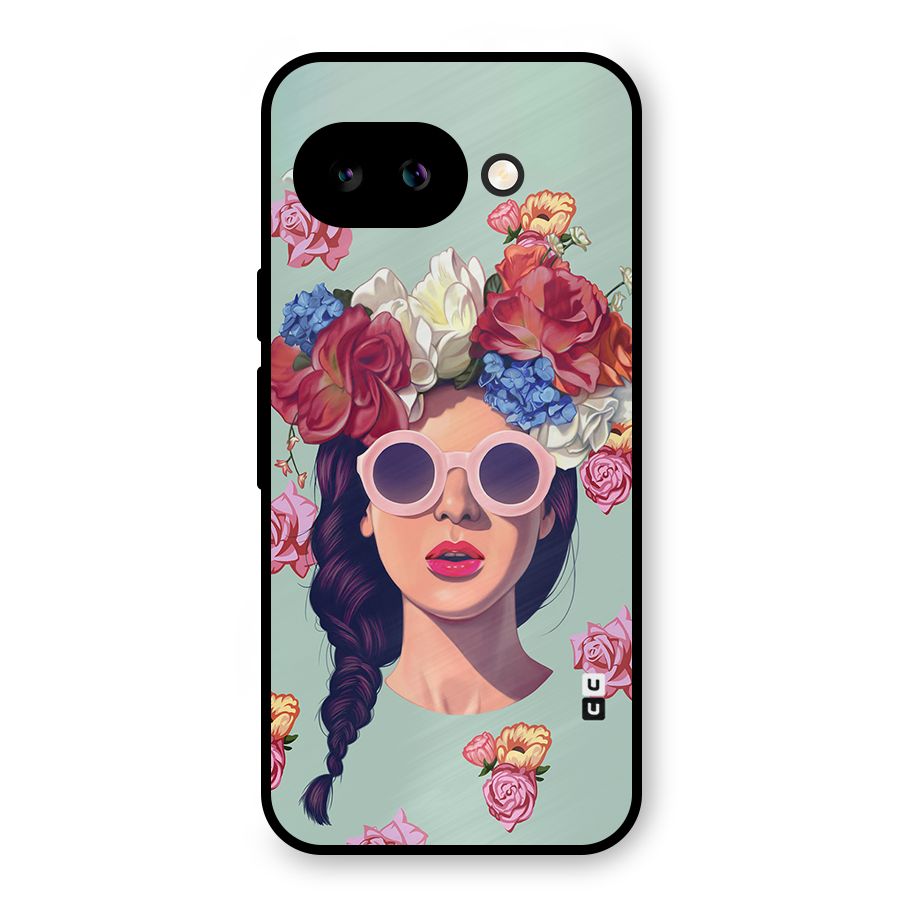 Pretty Girl Florals Illustration Art Metal Back Case for Google Pixel 9a