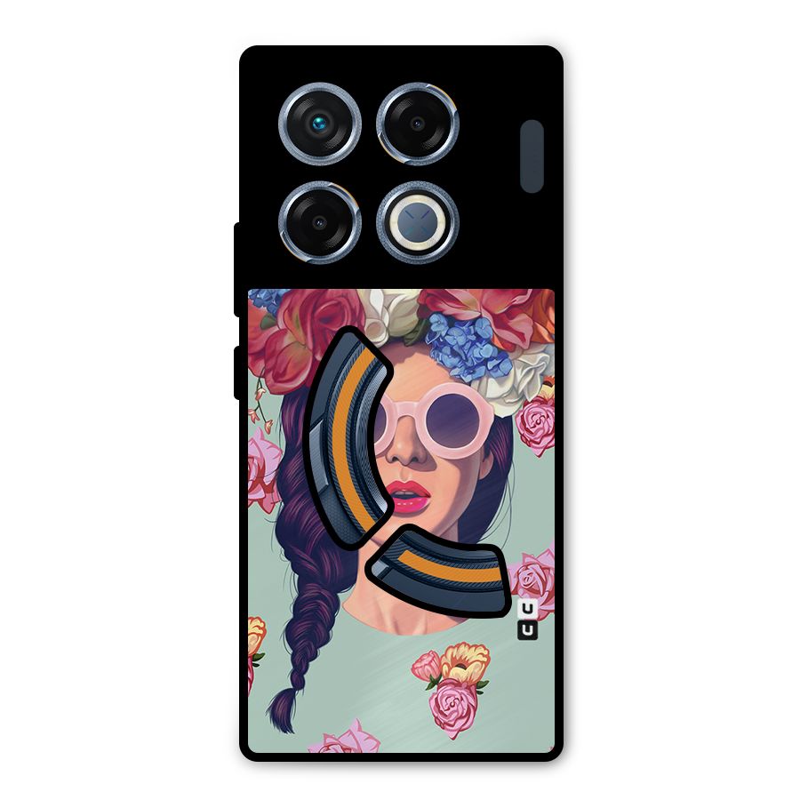 Pretty Girl Florals Illustration Art Metal Back Case for Infinix GT 20 Pro